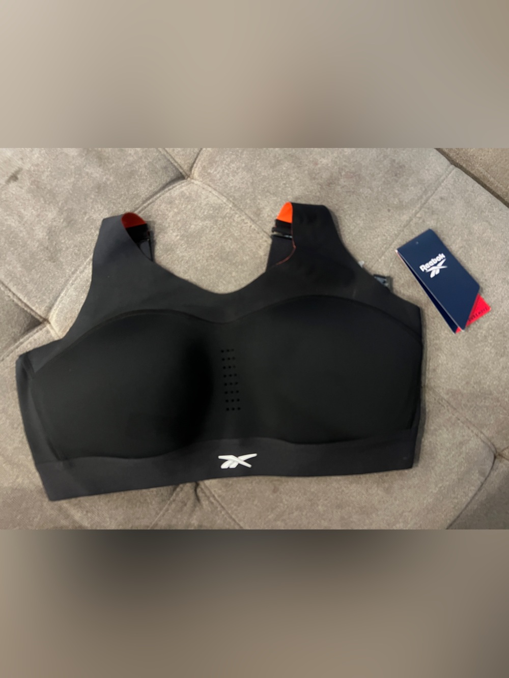 Reebok Black Sports Bra with Orange Accent